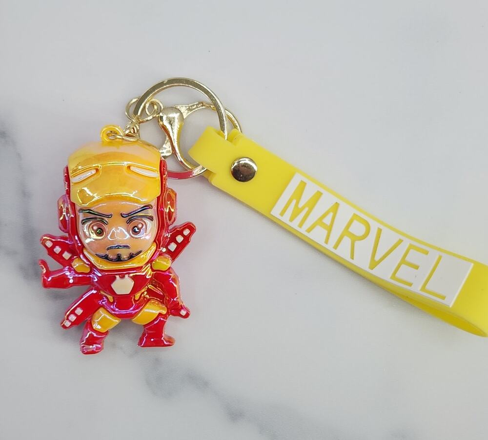 NEW Iron Man Marvel Figure Keychain & Strap - Metallic Shiny Avengers Superhero